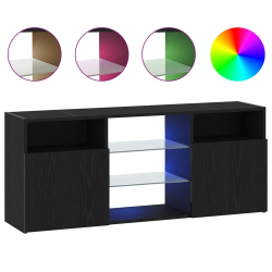Szafka pod TV z oświetleniem LED, czarny dąb, 120x30x50 cm