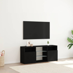 Szafka pod TV z oświetleniem LED, czarny dąb, 120x30x50 cm