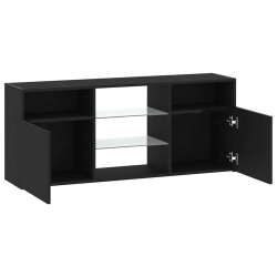 Szafka pod TV z oświetleniem LED, czarny dąb, 120x30x50 cm