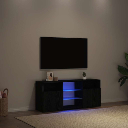 Szafka pod TV z oświetleniem LED, czarny dąb, 120x30x50 cm