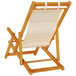 Składany fotel plażowy z podłokietnikami, akacjowe i tekstylne
