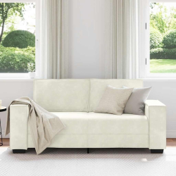 Sofa 2-osobowa, kremowy, 140 cm, tapicerowana aksamitem