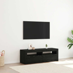 Szafka pod TV z oświetleniem LED, czarny dąb, 120x35x40 cm