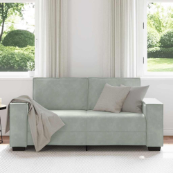 Sofa 2-osobowa, jasnoszara, 140 cm, tapicerowana aksamitem