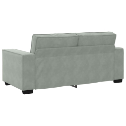 Sofa 2-osobowa, jasnoszara, 140 cm, tapicerowana aksamitem