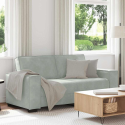 Sofa 2-osobowa, jasnoszara, 140 cm, tapicerowana aksamitem