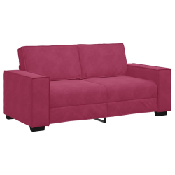 Sofa 2-osobowa, winna czerwień, 140 cm, tapicerowana aksamitem