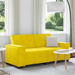 Sofa 2-osobowa, żółta, 140 cm, tapicerowana aksamitem