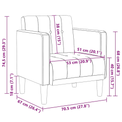 Sofa Fotel z Podłokietnikami Taupe 53 cm Tkanina