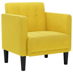 Sofa Fotel z Podłokietnikami Żółty 53 cm Aksamit