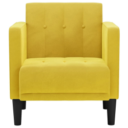 Sofa Fotel z Podłokietnikami Żółty 53 cm Aksamit