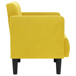 Sofa Fotel z Podłokietnikami Żółty 53 cm Aksamit
