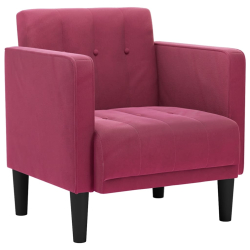 Sofa Fotel z Podłokietnikami Wino Czerwone 53 cm Aksamit