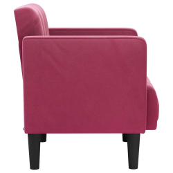 Sofa Fotel z Podłokietnikami Wino Czerwone 53 cm Aksamit