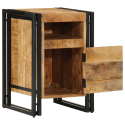 Szafka nocna, 40x40x59 cm, lite surowe drewno mango