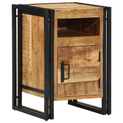 Szafka nocna, 40x40x59 cm, lite surowe drewno mango