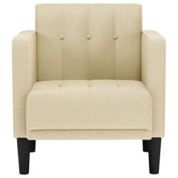 Sofa Fotel z Podłokietnikami Kremowy 53 cm Tkanina
