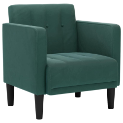 Sofa Fotel z Podłokietnikami Ciemnozielony 53 cm Aksamit