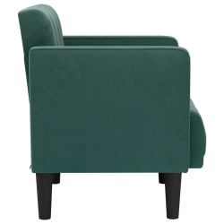 Sofa Fotel z Podłokietnikami Ciemnozielony 53 cm Aksamit