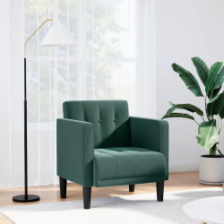 Sofa Fotel z Podłokietnikami Ciemnozielony 53 cm Aksamit