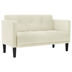 Sofa dwuosobowa kremowa 111 cm aksamitna