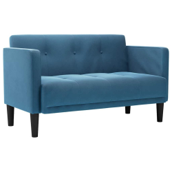 Sofa dwuosobowa niebieska 111 cm aksamitna