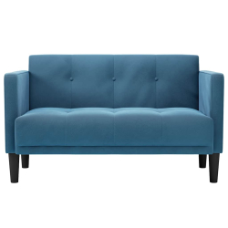 Sofa dwuosobowa niebieska 111 cm aksamitna