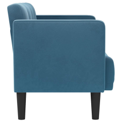 Sofa dwuosobowa niebieska 111 cm aksamitna