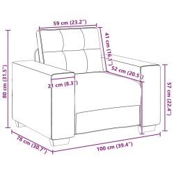 Sofa Fotel, szary chmurowy, 59 cm, obity tkaniną