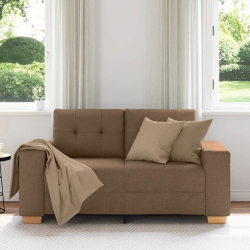 Sofa dwuosobowa, brązowa, 120 cm, tkanina