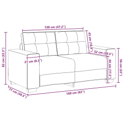 Sofa dwuosobowa, brązowa, 120 cm, tkanina