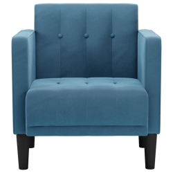 Sofa Fotel z Podłokietnikami Niebieski 53 cm Aksamit