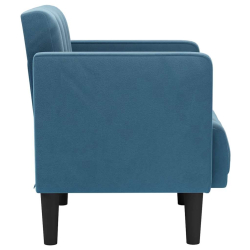 Sofa Fotel z Podłokietnikami Niebieski 53 cm Aksamit