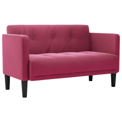 Sofa dwuosobowa wino czerwone 111 cm aksamit