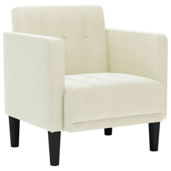 Sofa Fotel z Podłokietnikami Kremowy 53 cm Aksamit