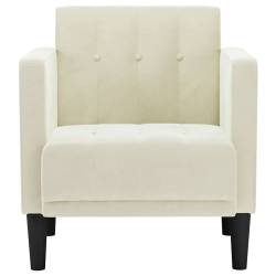 Sofa Fotel z Podłokietnikami Kremowy 53 cm Aksamit
