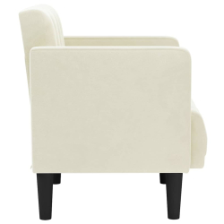 Sofa Fotel z Podłokietnikami Kremowy 53 cm Aksamit