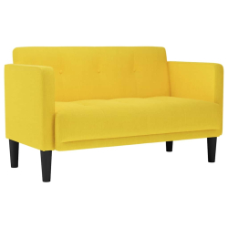 Sofa dwuosobowa żółta 111 cm Tkanina