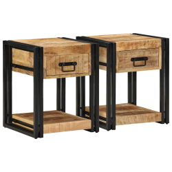 Szafki nocne, 2 szt., 40x40x50 cm, lite drewno surowe mango
