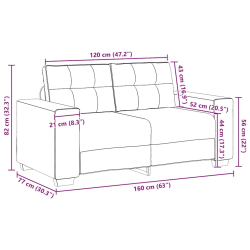 Sofa dwuosobowa obity lnem, 120 cm