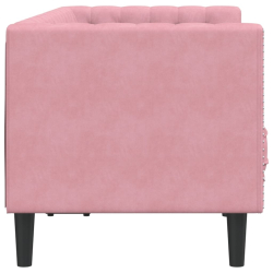 Sofa Chesterfield z wałkami, dwuosobowa, różowa, aksamit
