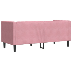 Sofa Chesterfield z wałkami, dwuosobowa, różowa, aksamit