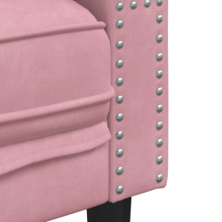 Sofa Chesterfield z wałkami, dwuosobowa, różowa, aksamit