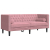 Sofa Chesterfield z wałkami, dwuosobowa, różowa, aksamit