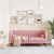Sofa Chesterfield z wałkami, dwuosobowa, różowa, aksamit