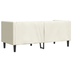 Sofa Chesterfield z wałkami, dwuosobowa, kremowa, aksamit
