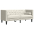 Sofa Chesterfield z wałkami, dwuosobowa, kremowa, aksamit