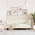 Sofa Chesterfield z wałkami, dwuosobowa, kremowa, aksamit