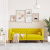 Sofa Chesterfield z wałkami, dwuosobowa, żółta, aksamit