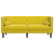 Sofa Chesterfield z wałkami, dwuosobowa, żółta, aksamit